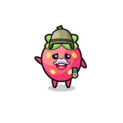 cute strawberry as veteran cartoon