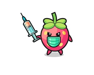 illustration of the strawberry to fight the virus