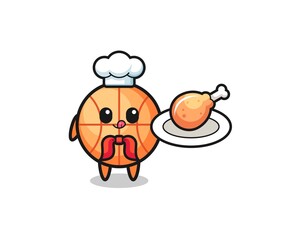 basketball fried chicken chef cartoon character