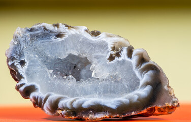 A polished, natural druse with agate and rock crystal