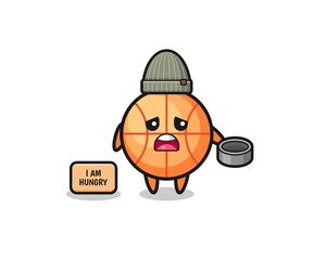 Naklejka premium cute basketball beggar cartoon character