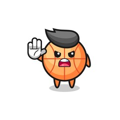 Fototapeta premium basketball character doing stop gesture