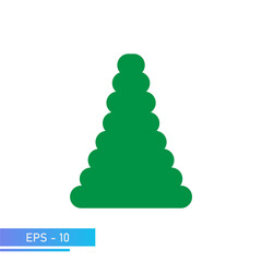 Christmas tree in green color. Green solid. Modern illustration. Flat vector illustration.