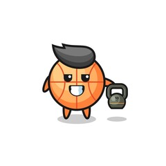 Obraz premium basketball mascot lifting kettlebell in the gym