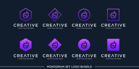 set logo monogram letter alphabet initial bundle vector premium