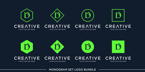 set logo monogram letter alphabet initial bundle vector premium