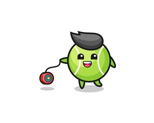 cartoon of cute tennis playing a yoyo