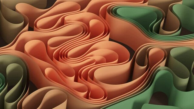 Curve the flow of the paper, 3d rendering.