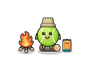 camping illustration of the tennis cartoon