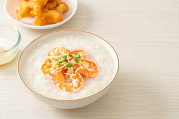 Congee with shrimps and fresh ginger