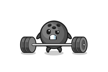 cartoon of bowling lifting a barbell
