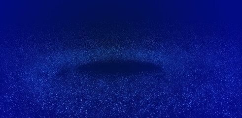 3d rendering, science fiction background of glowing particles with depth of field and bokeh. Particles form line and surface grid. microcosm or space
