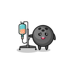 cute bowling character standing with infusion pole