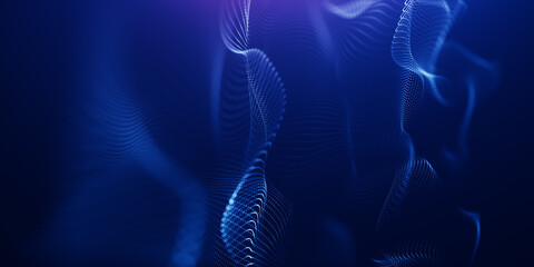 Abstract background with dynamic waves, line and particles.