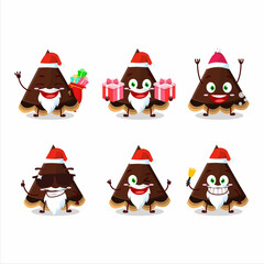 Santa Claus emoticons with slice of chocolate tart cartoon character