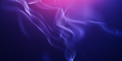 Abstract colorful digital particles wave with bokeh and light background, 3d render wave line dot background, line wave light glowing effect particular background.	