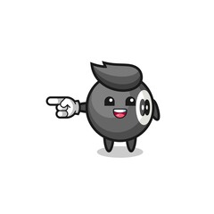 billiard cartoon with pointing left gesture