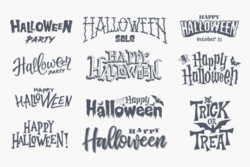 Set of four Happy Halloween typographic banners