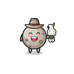 Fototapeta premium moon zookeeper mascot with a parrot