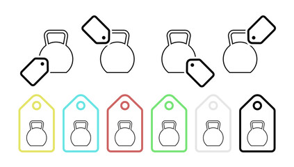 Sport, dumbbell vector icon in tag set illustration for ui and ux, website or mobile application