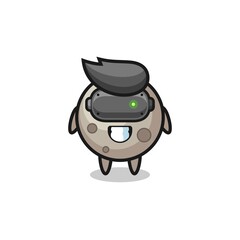 cute moon using VR headset