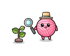 cute yarn ball herbalist researching a plants