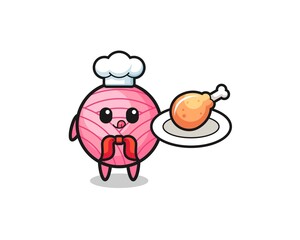 yarn ball fried chicken chef cartoon character