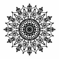 Circular pattern in the form of a mandala for Henna, Mehndi, tattoos, decorations. Decorative decoration in ethnic oriental style. Coloring book page.