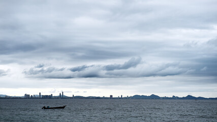 Landscape of cloudy and storm sky on the beach