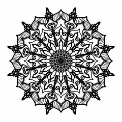Circular pattern in the form of a mandala for Henna, Mehndi, tattoos, decorations. Decorative decoration in ethnic oriental style. Coloring book page.