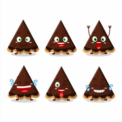Cartoon character of slice of chocolate tart with smile expression
