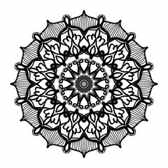 Circular pattern in the form of a mandala for Henna, Mehndi, tattoos, decorations. Decorative decoration in ethnic oriental style. Coloring book page.