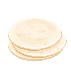 Lavash, tortilla. Mexican cuisine ingredient in cartoon style isolated on white background. Fast food, traditional bread.