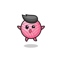 yarn ball character is jumping gesture