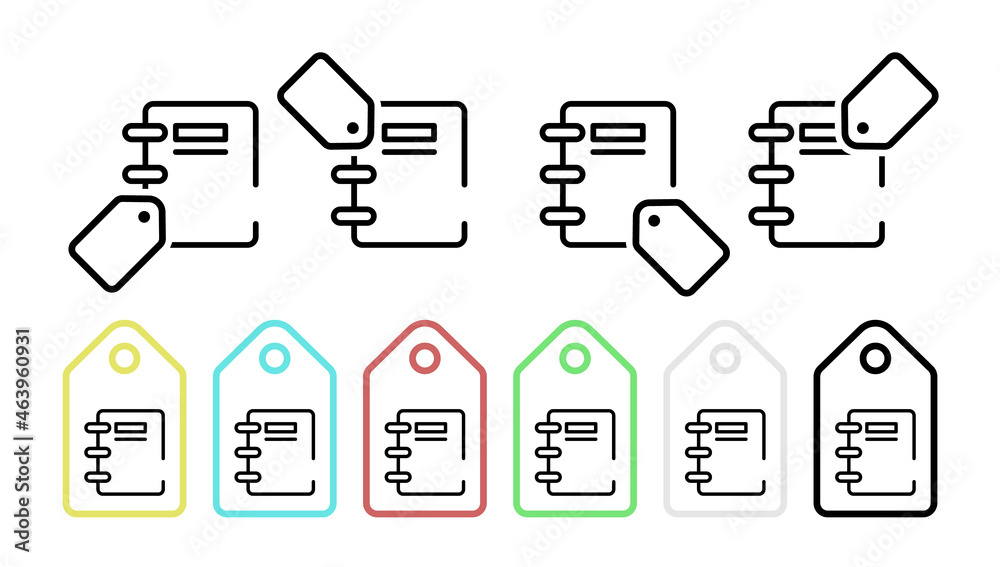 Poster notebook vector icon in tag set illustration for ui and ux, website or mobile application