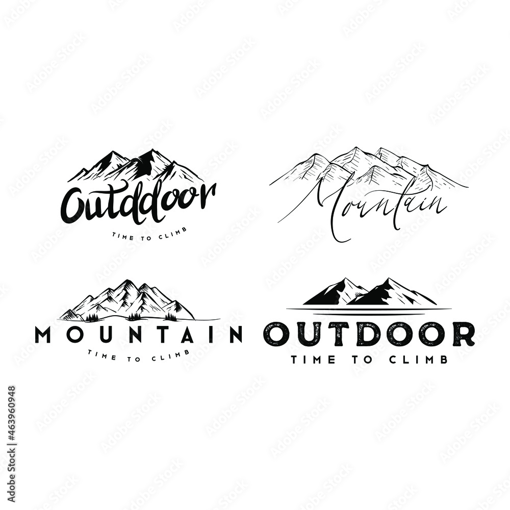 Sticker mountain vector and abstract logo illustration