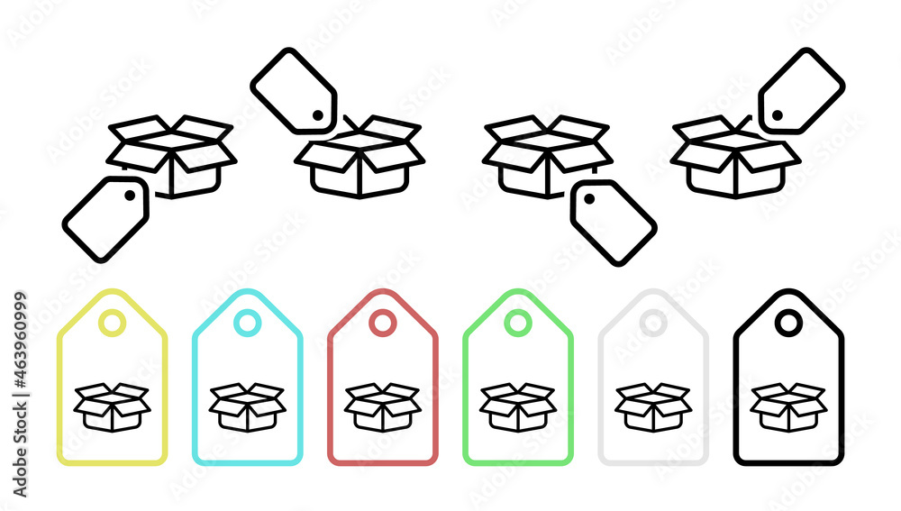 Poster open box vector icon in tag set illustration for ui and ux, website or mobile application