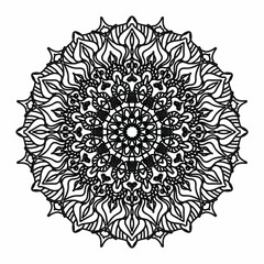 Circular pattern in the form of a mandala for Henna, Mehndi, tattoos, decorations. Decorative decoration in ethnic oriental style. Coloring book page.
