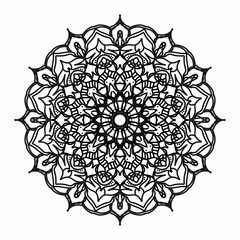 Circular pattern in the form of a mandala for Henna, Mehndi, tattoos, decorations. Decorative decoration in ethnic oriental style. Coloring book page.