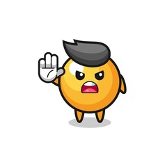 ping pong character doing stop gesture