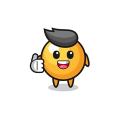 ping pong mascot doing thumbs up gesture
