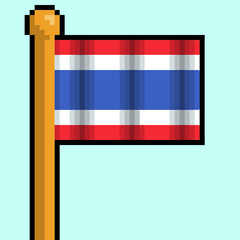 Thailand Flag Flapping from near , on Close up (Pixelated)