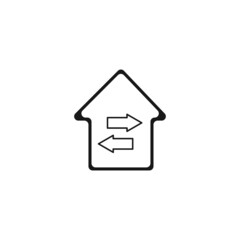 Internet and interface concept. Modern outline high quality illustration for banners, flyers and web sites. Editable stroke in trendy flat style. Line icon of arrows inside of house