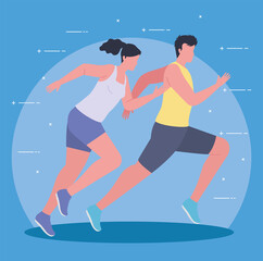 athlete couple in marathon