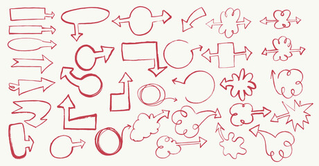 Hand Drawn Doodle Arrows Signs. Great for cute or playful infographics and social media posts.
