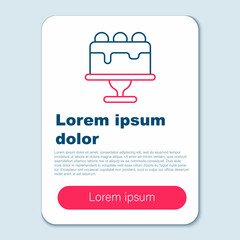 Line Cake icon isolated on grey background. Happy Birthday. Colorful outline concept. Vector