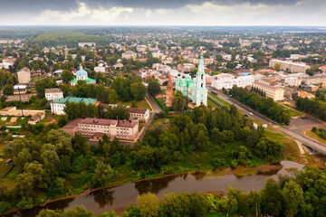 Fototapeta na wymiar Picturesque summer view of Trinity Church in Yaransk, Kirov region, Russia