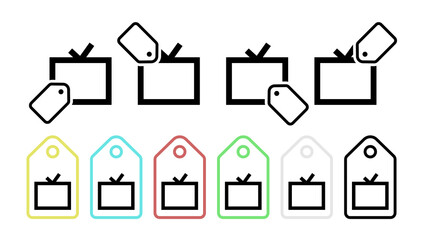 Tv vector icon in tag set illustration for ui and ux, website or mobile application