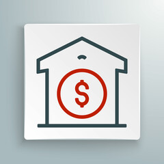 Line Warehouse price icon isolated on white background. Colorful outline concept. Vector