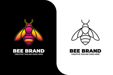 Colorful Bee Monoline Logo